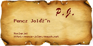 Pencz Jolán névjegykártya